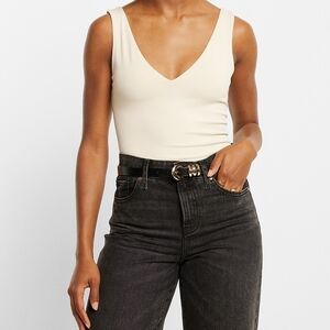 Women's Express‎ Cream Sleeveless Bodysuit